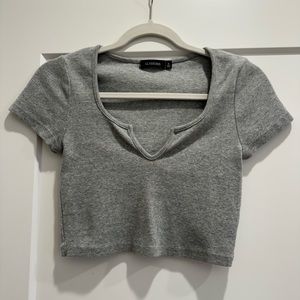 Glassons Grey Cropped Tee in Size S
